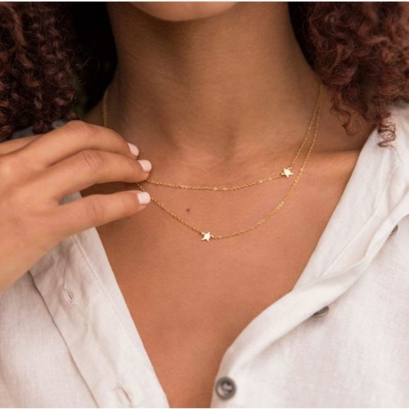 JENNIFER ZEUNER Gold Double Star Necklace NEW Jewellery - Picture 5 of 5